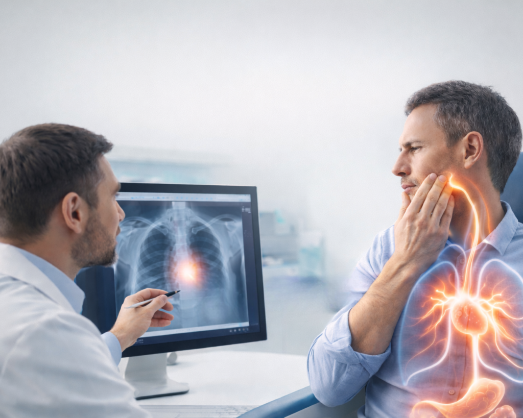 Patient and doctor discussing oral and overall body health