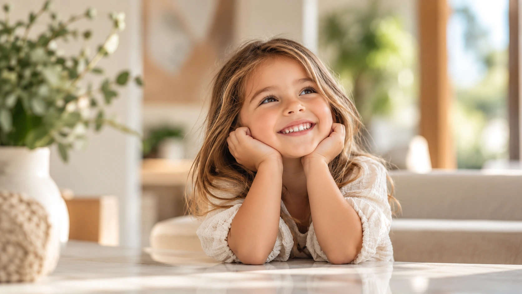 Smiling young girl with a healthy-looking smile